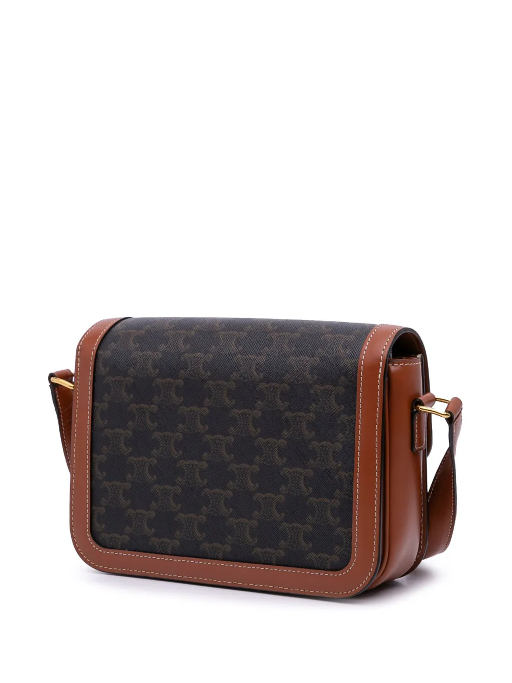 Pre-owned Celine 2022 Classique Triomphe Coated Canvas And Calfskin Triomphe Crossbody Bag In Brown