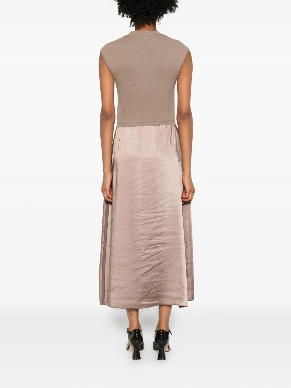 Hugo Boss Knit-top Satin Midi Dress In Pink