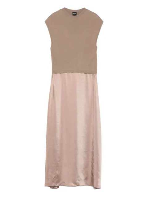 BOSS knit-top satin midi dress