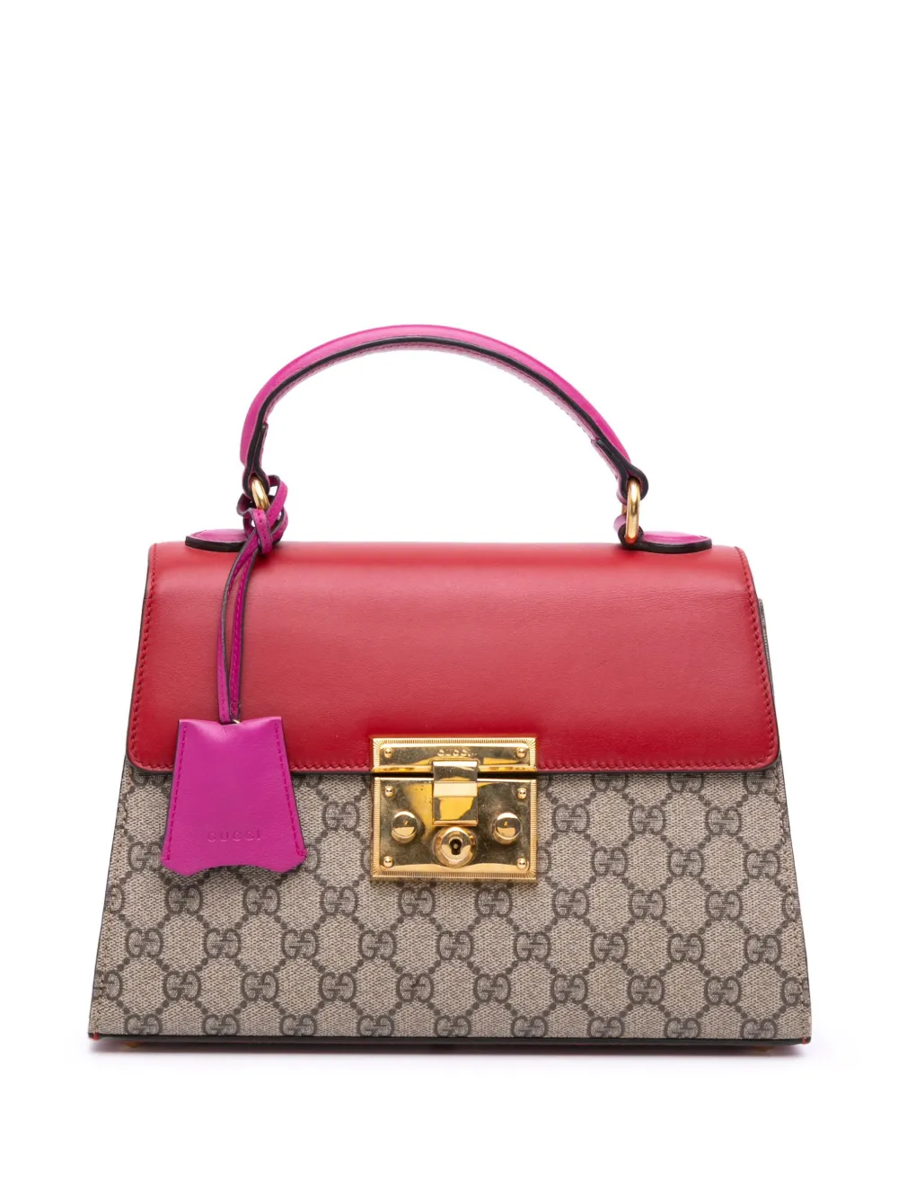 Pre-owned Gucci 2016-2025 Small Gg Supreme Padlock Satchel In Brown