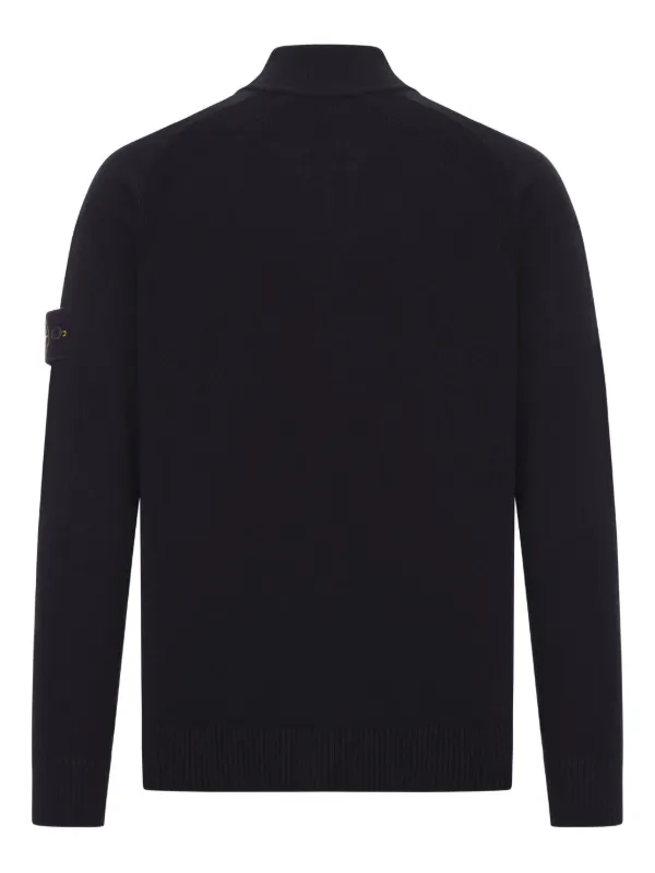 Stone Island 5100044 zip-neck Wool Cardigan | Black | FARFETCH