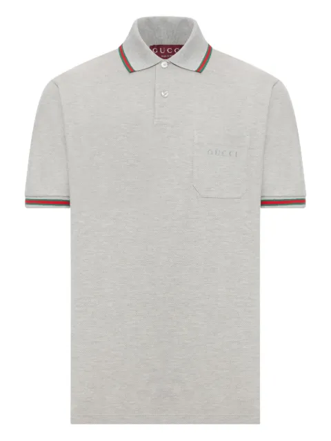 Gucci embroidered-pocket cotton polo shirt
