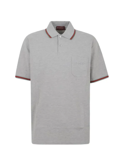 Gucci embroidered-pocket cotton polo shirt