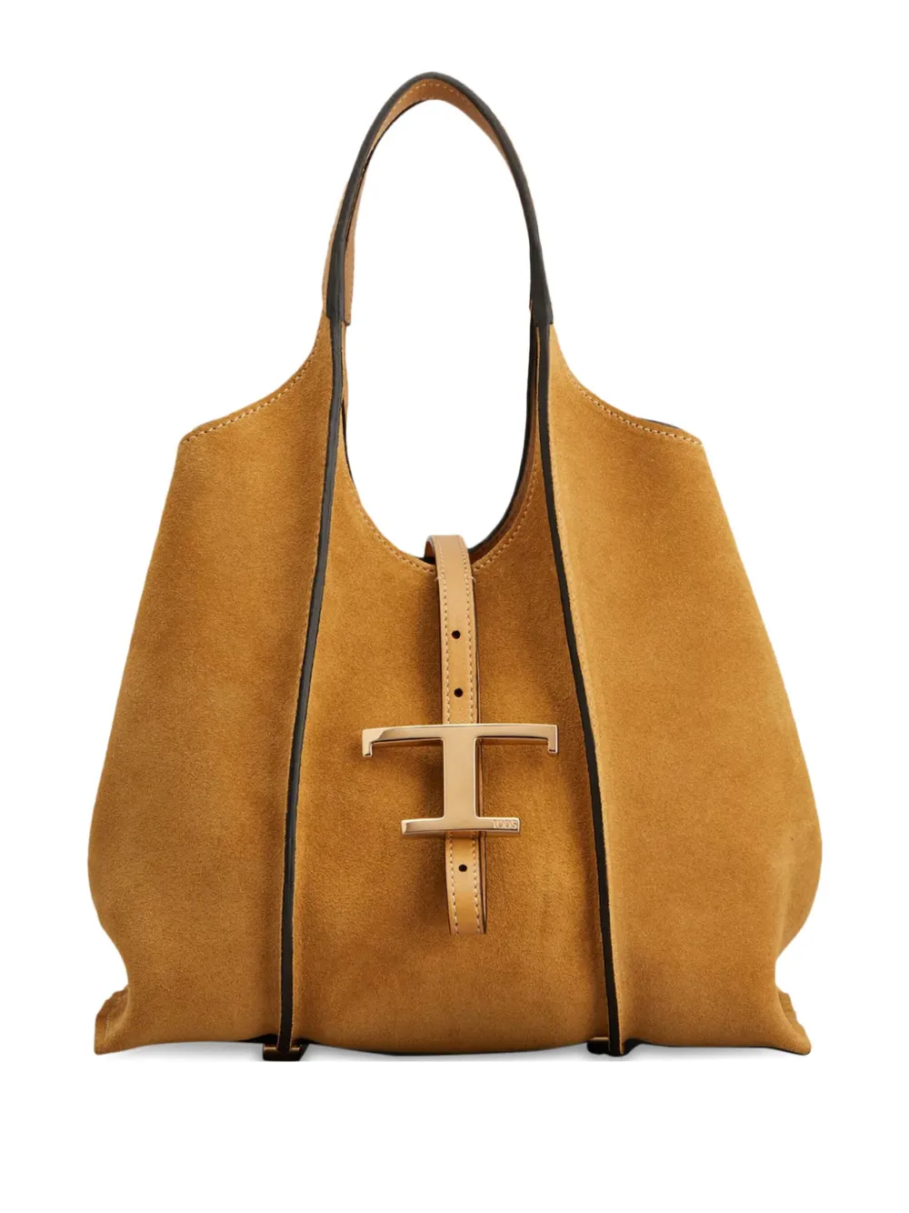 Tod's Timeless suède mini-shopper met T-gesp Bruin