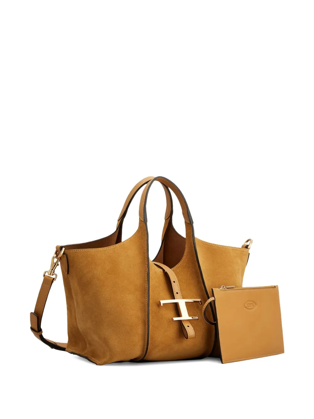 Tod's mini Timeless T-buckle suede tote bag - Bruin