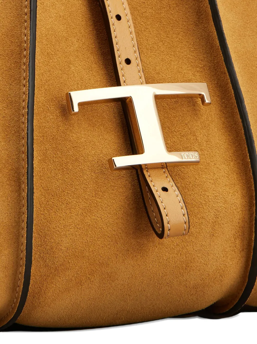 Tod's Timeless suède mini-shopper met T-gesp Bruin
