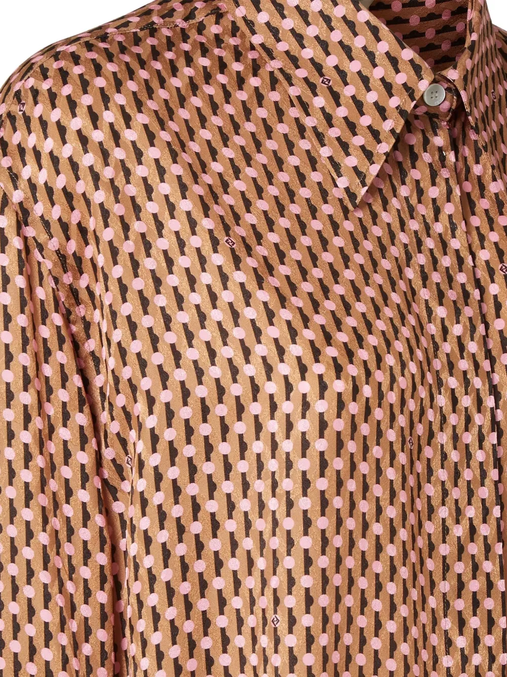 FENDI Zijden blouse met stippen jacquard Bruin