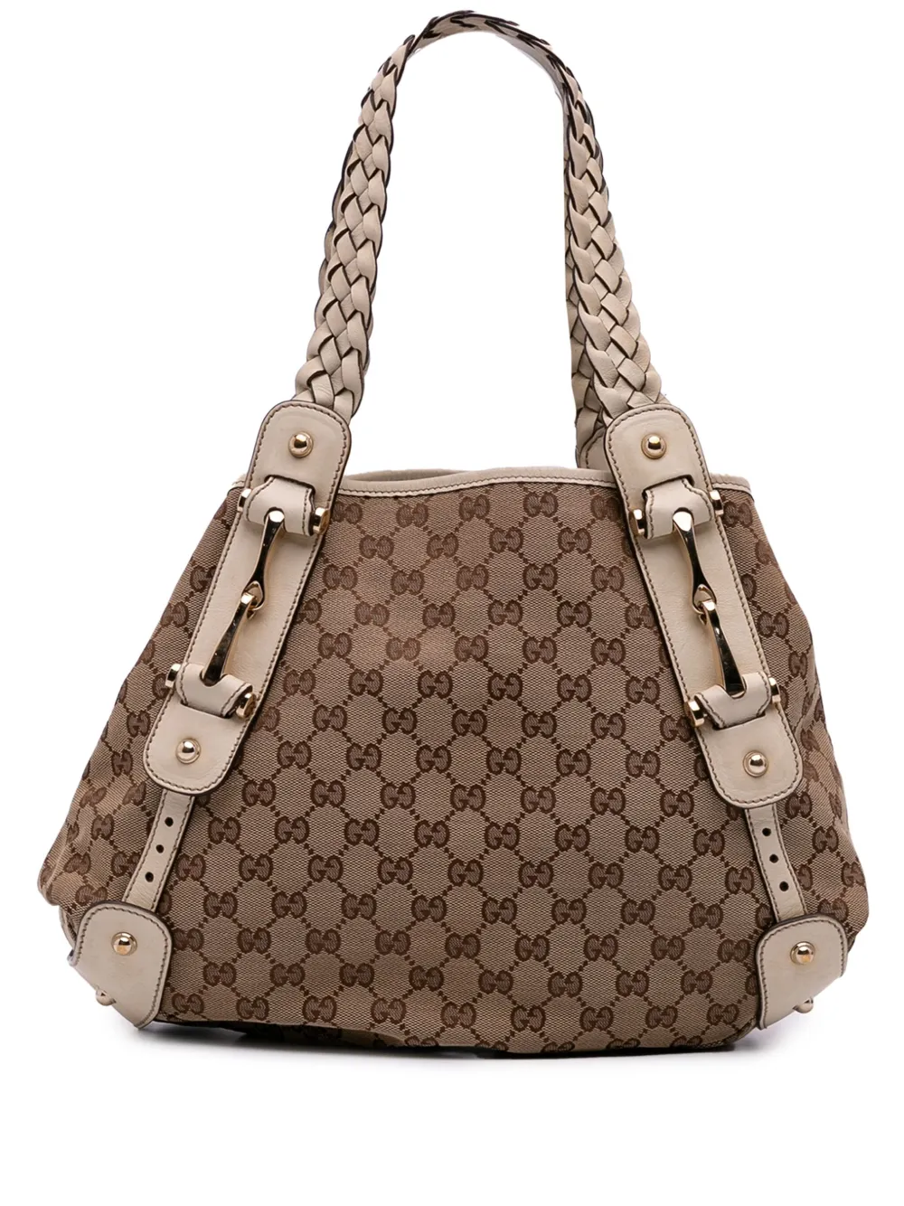 Pre-owned Gucci 2016-2025 Small Gg Canvas Horsebit Pelham Shoulder Bag In Brown