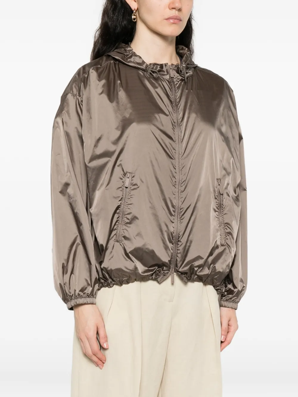 Emporio Armani Hooded Drawstring Jacket In Gray