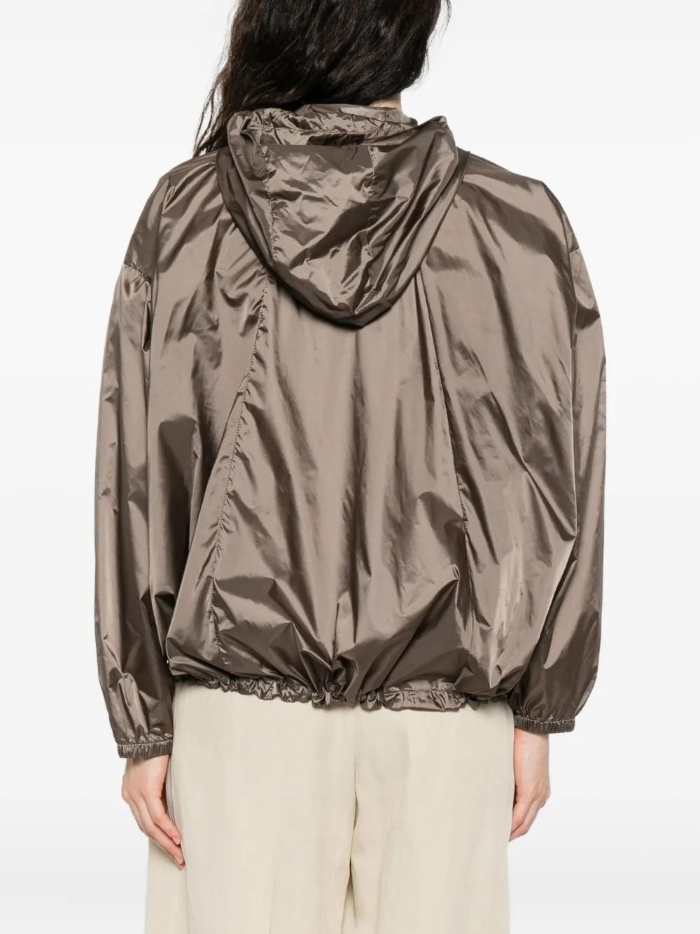 Emporio Armani Hooded Drawstring Jacket In Gray