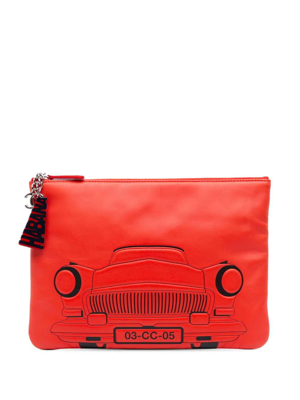CHANEL Pre-Owned 2016-2017 Medium Printed Lambskin Cuba La Habana O Case clutch bag | Red | Image 1