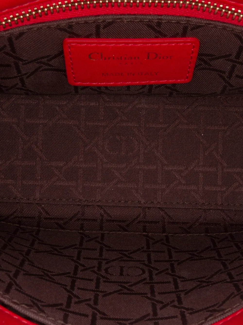 Pre-owned Dior 2017 Small Lambskin Cannage My Abc Lady Satchel In Red