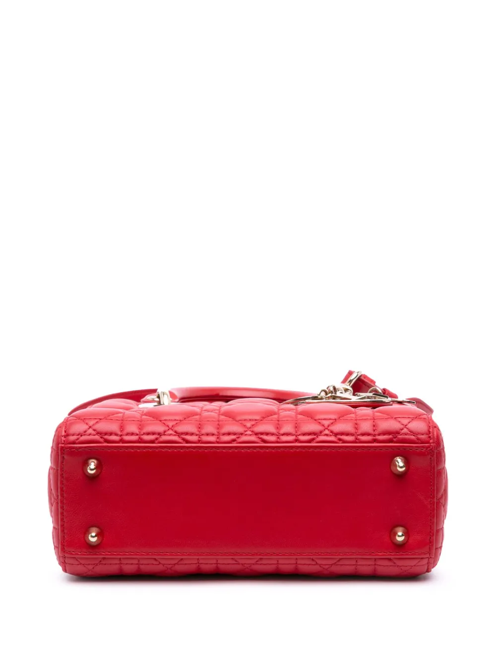 Pre-owned Dior 2017 Small Lambskin Cannage My Abc Lady Satchel In Red