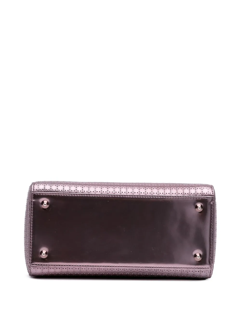 Pre-owned Dior 2015 Medium Metallic Patent Microcannage Lady Satchel In Pink