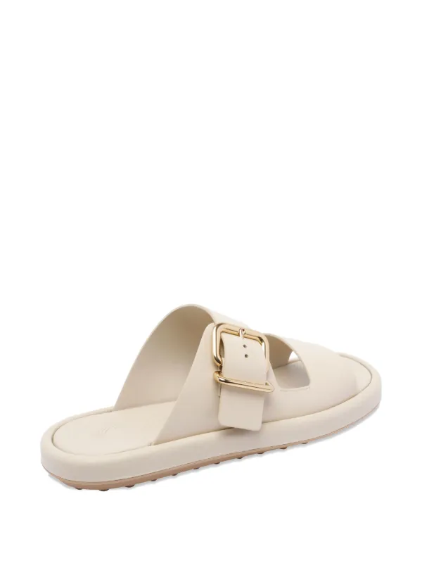 Tod's ダブルバックル レザーサンダル | ニュートラル | FARFETCH JP