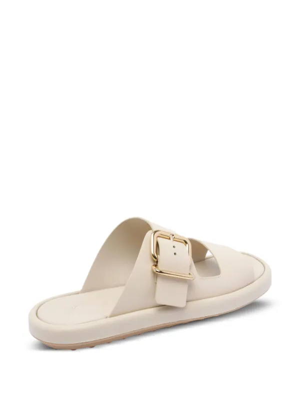 Tod's ダブルバックル レザーサンダル | ニュートラル | FARFETCH JP