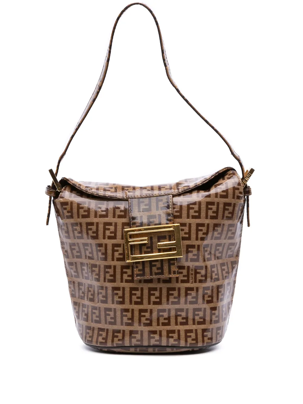 Fendi Pre-Owned 2000-2010 Zucchino Crystal Double Flap bucket bag | Brown | Image 1