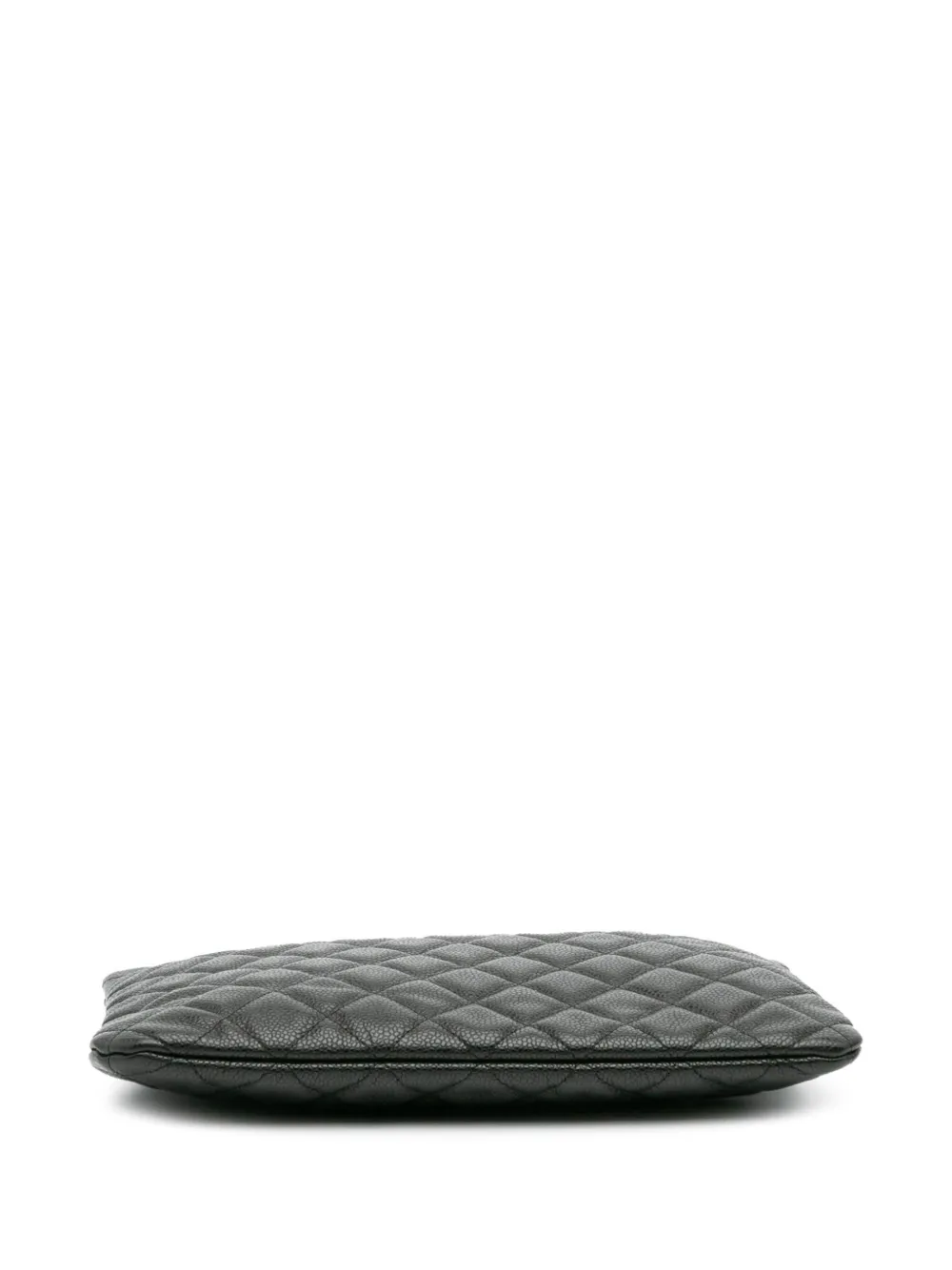 Pre-owned Chanel 2018 Medium Quilted Caviar O Case Clutch Bag In Black