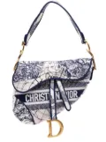 Christian Dior Pre-Owned 2020 Canvas Embroidered Around the World Saddle Bag shoulder bag - Blue