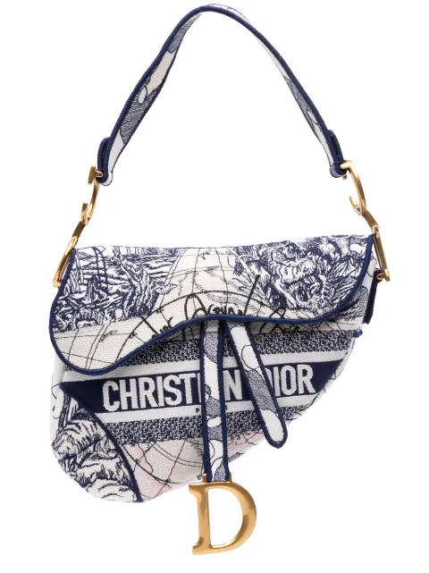 Christian Dior Pre-Owned 2020 Canvas Embroidered Around the World Saddle Bag shoulder bag