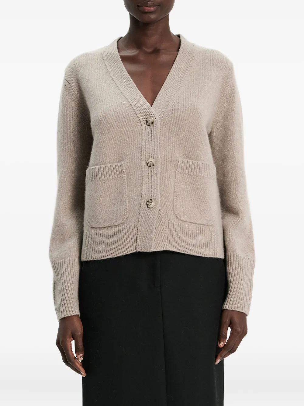 arch4 Janelle patch-pocket button cardigan | Black | Image 1