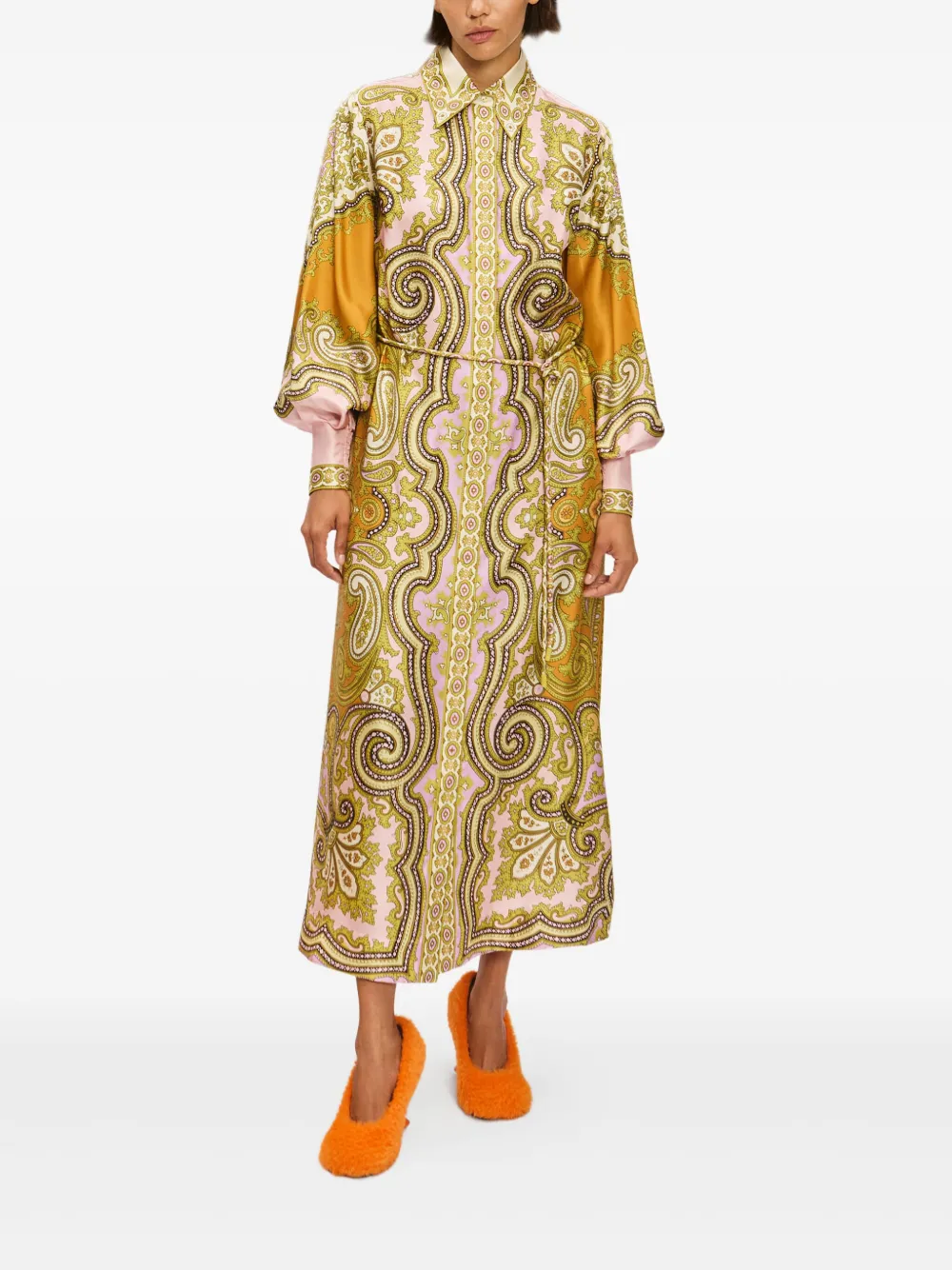 ALEMAIS paisley-print puff-sleeve maxi dress - Bruin