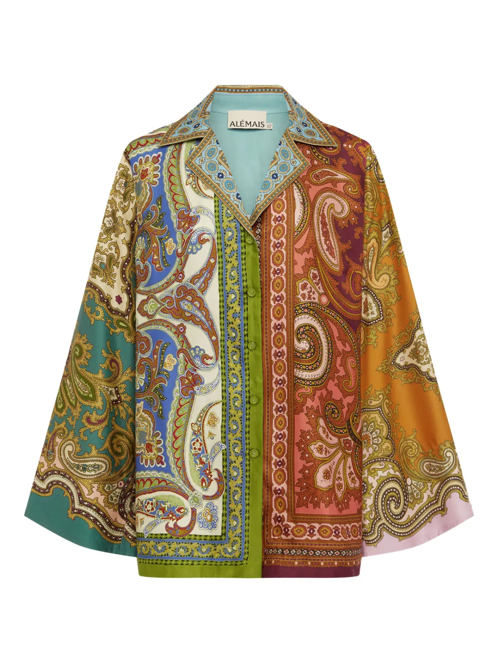 ALEMAIS graphic-pattern silk blouse | Brown | Image 1