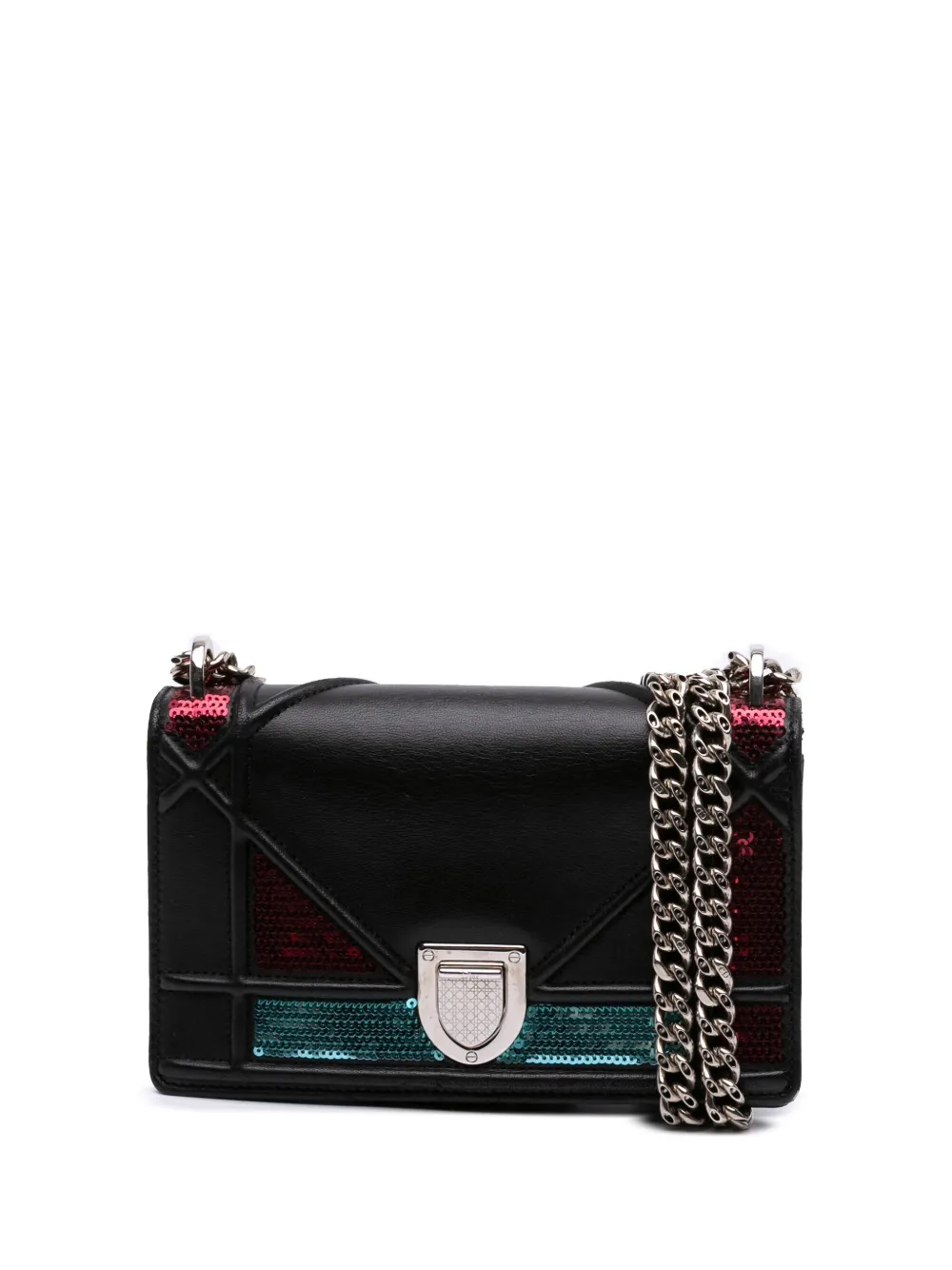 Christian Dior Pre-Owned 2015 Mini Lambskin Sequin Diorama Flap crossbody bag | Black | Image 1
