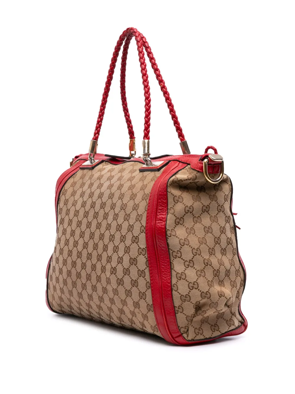 Pre-owned Gucci 2016-2025 Large Gg Canvas Bella Satchel In Brown
