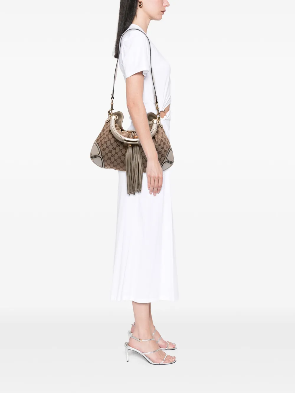 Gucci Pre-Owned 2016-2025 Medium GG Canvas Bamboo Indy Hobo satchel | Pre-Owned | Image 2