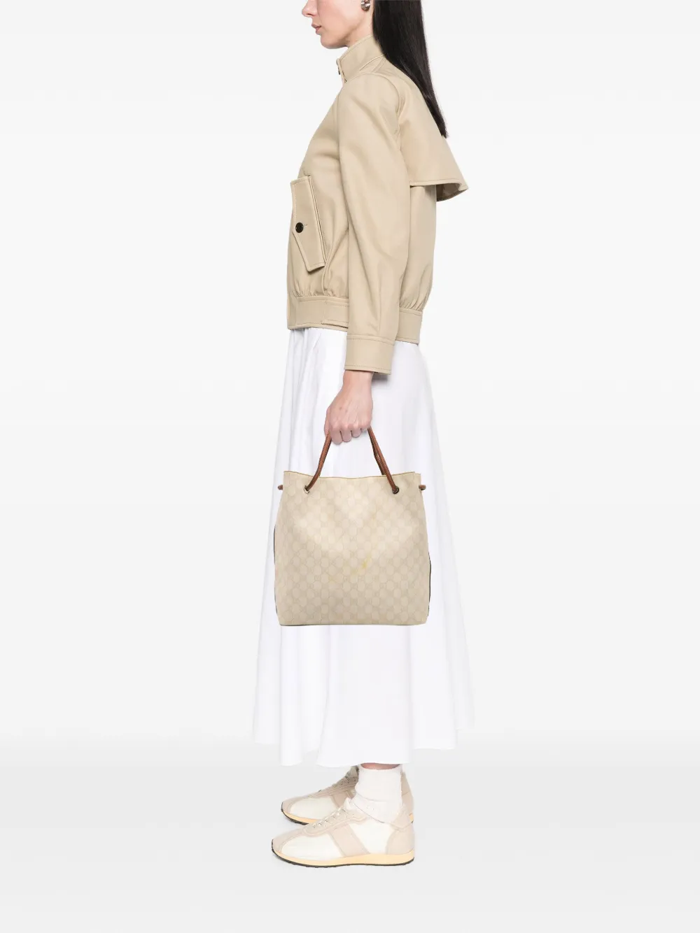 Pre-owned Gucci 2016-2025 Gg Supreme Gifford Tote Bag In Brown