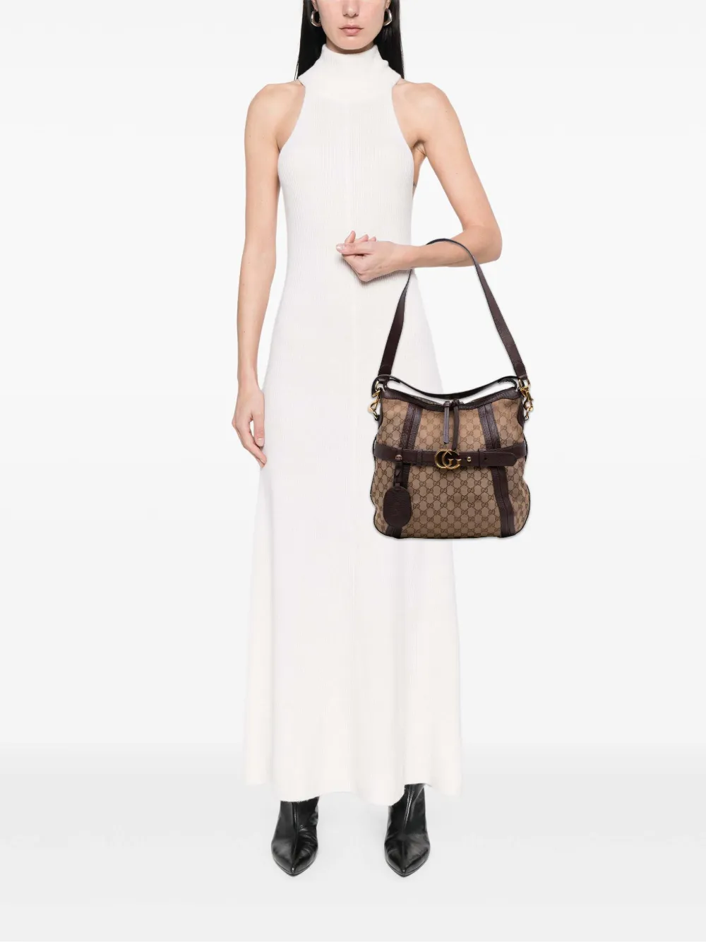 Pre-owned Gucci 2016-2025 Medium Gg Canvas Running Satchel In Brown