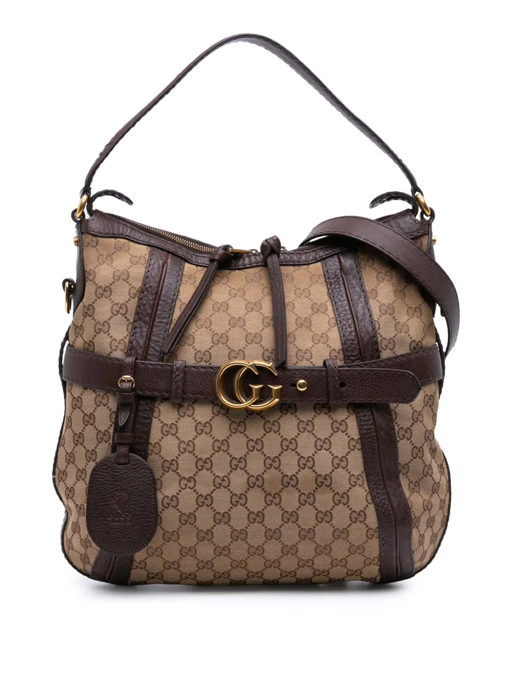 Gucci Pre-Owned 2016-2025 ミディアム GGキャンバス ランニング サッチェルバッグ - ブラウン Gucci Pre-Owned 2016-2025 ミディアム GGキャンバス ランニング サッチェルバッグ - ブラウン