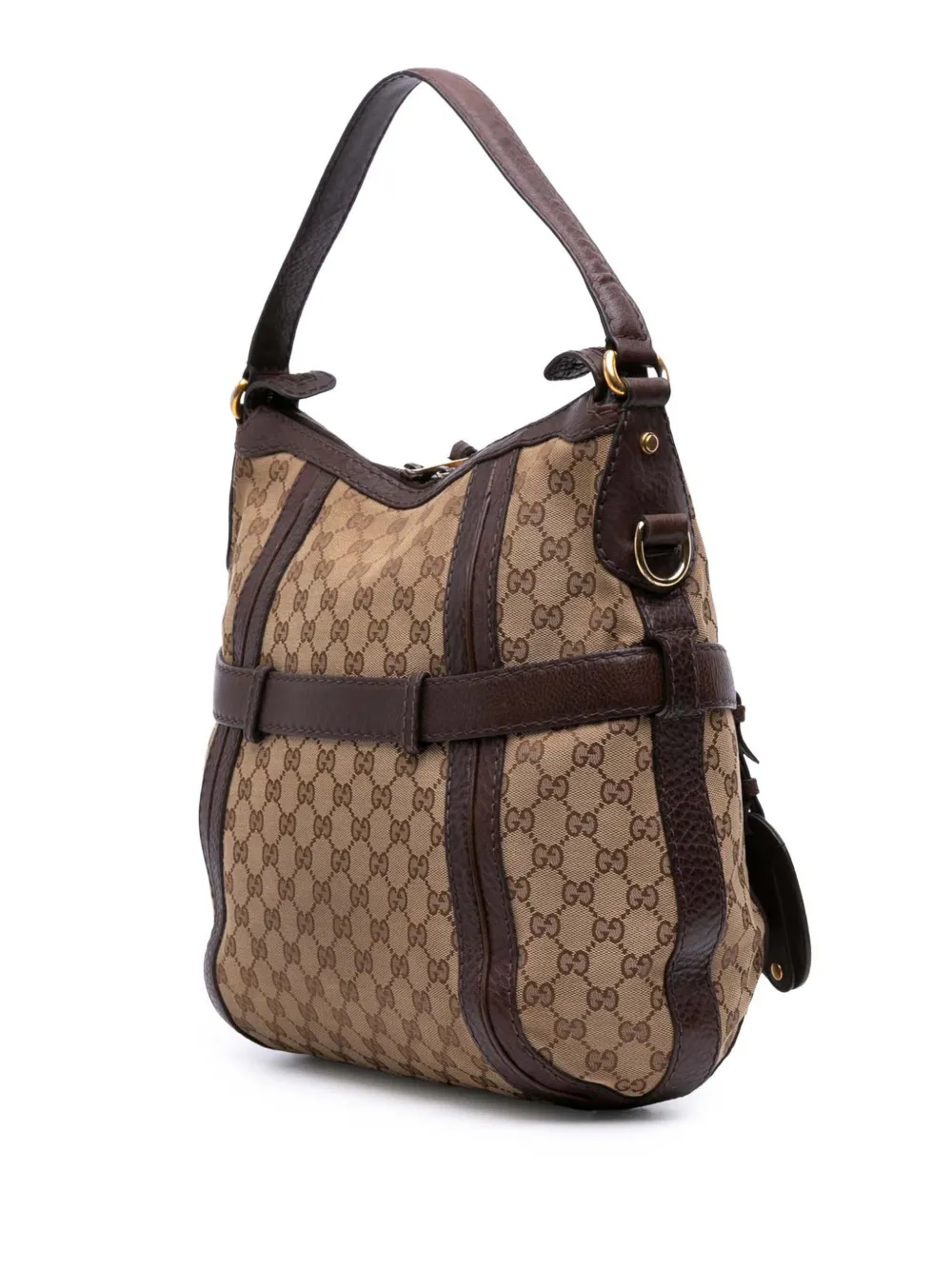 Pre-owned Gucci 2016-2025 Medium Gg Canvas Running Satchel In Brown