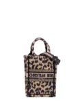 Christian Dior Pre-Owned 2022 Mizza Mini Embroidered Canvas Leopard Vertical Book Tote satchel - Brown