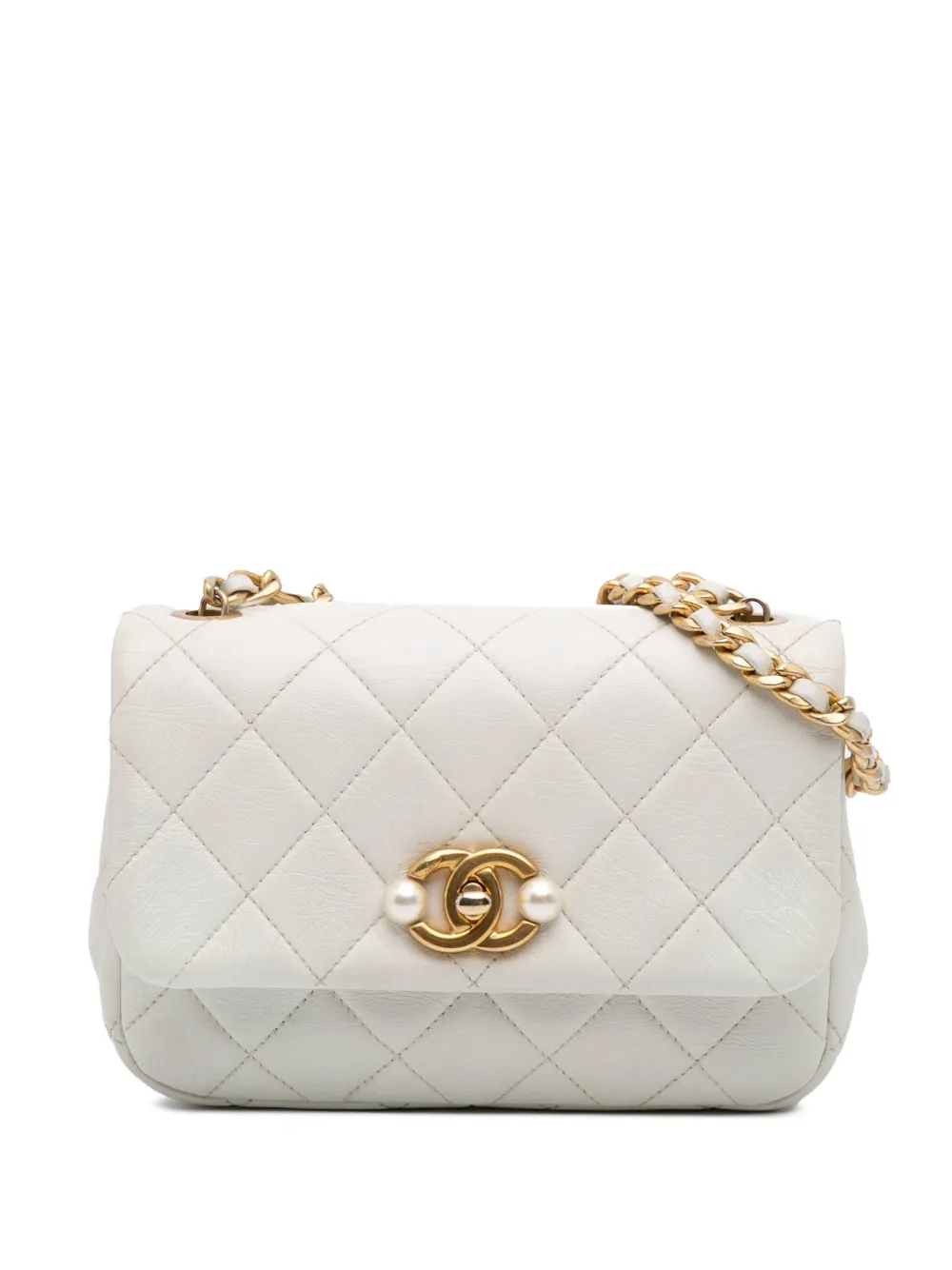 2021-2025 Mini Glazed Calfskin Pearl Side Flap crossbody bag