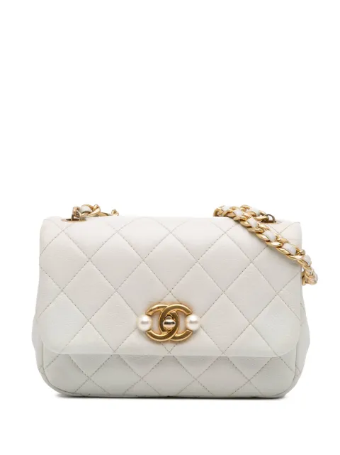 CHANEL Pre-Owned 2021-2025 Mini Glazed Calfskin Pearl Side Flap crossbody bag