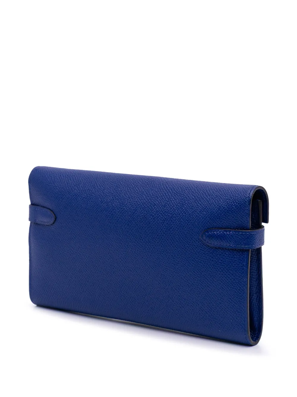 Pre-owned Hermes 2016 Chevre Mysore Kelly Wallet Long Wallets In Blue