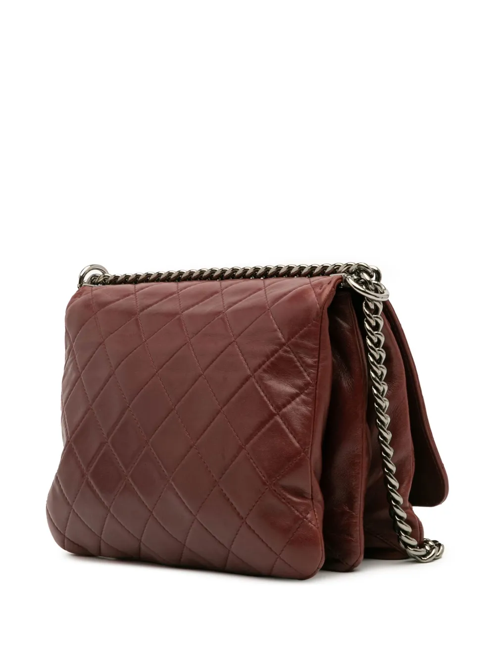 Pre-owned Chanel 2012 Quilted Lambskin Boy Three Compartment Flap Crossbody Bag In Red