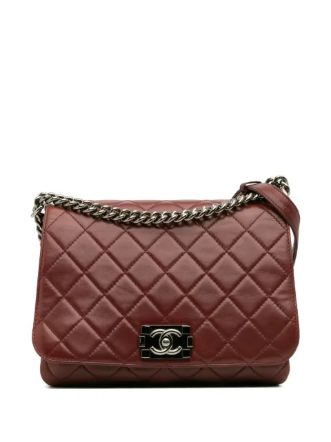 CHANEL Pre-Owned 2012 Quilted Lambskin Boy Three Compartment Flap crossbody bag