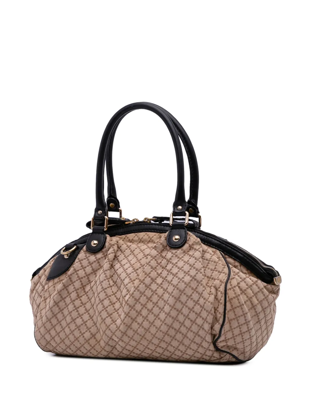 Pre-owned Gucci 2016-2025 Diamante Canvas Sukey Satchel In Brown