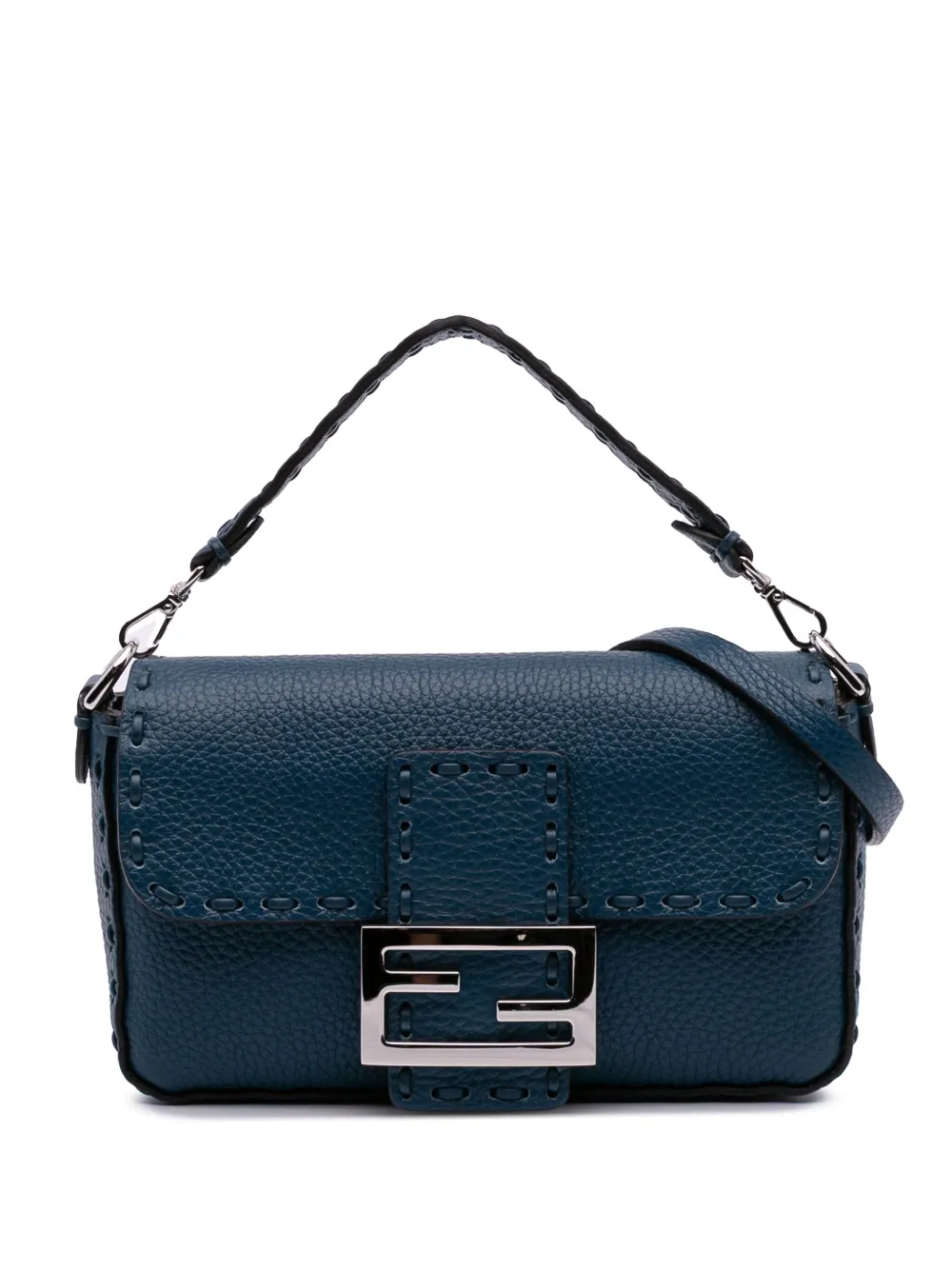 Fendi Pre-Owned 2000-2010 ミニ レザー セレリア バゲット サッチェルバッグ - ブルー Fendi Pre-Owned 2000-2010 ミニ レザー セレリア バゲット サッチェルバッグ - ブルー