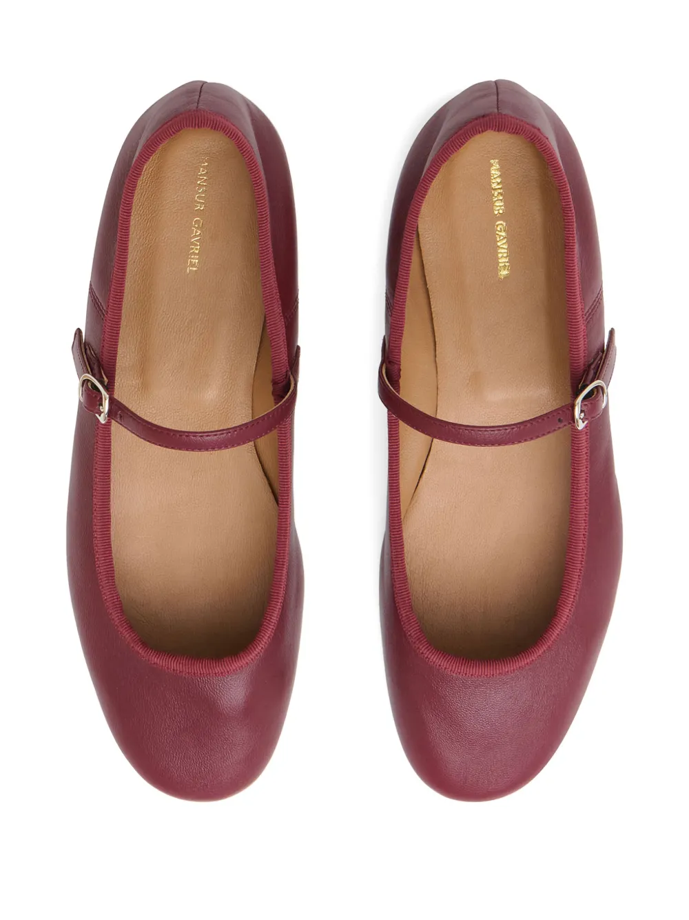 Mansur Gavriel Dance leather buckle Mary-Jane flats Red