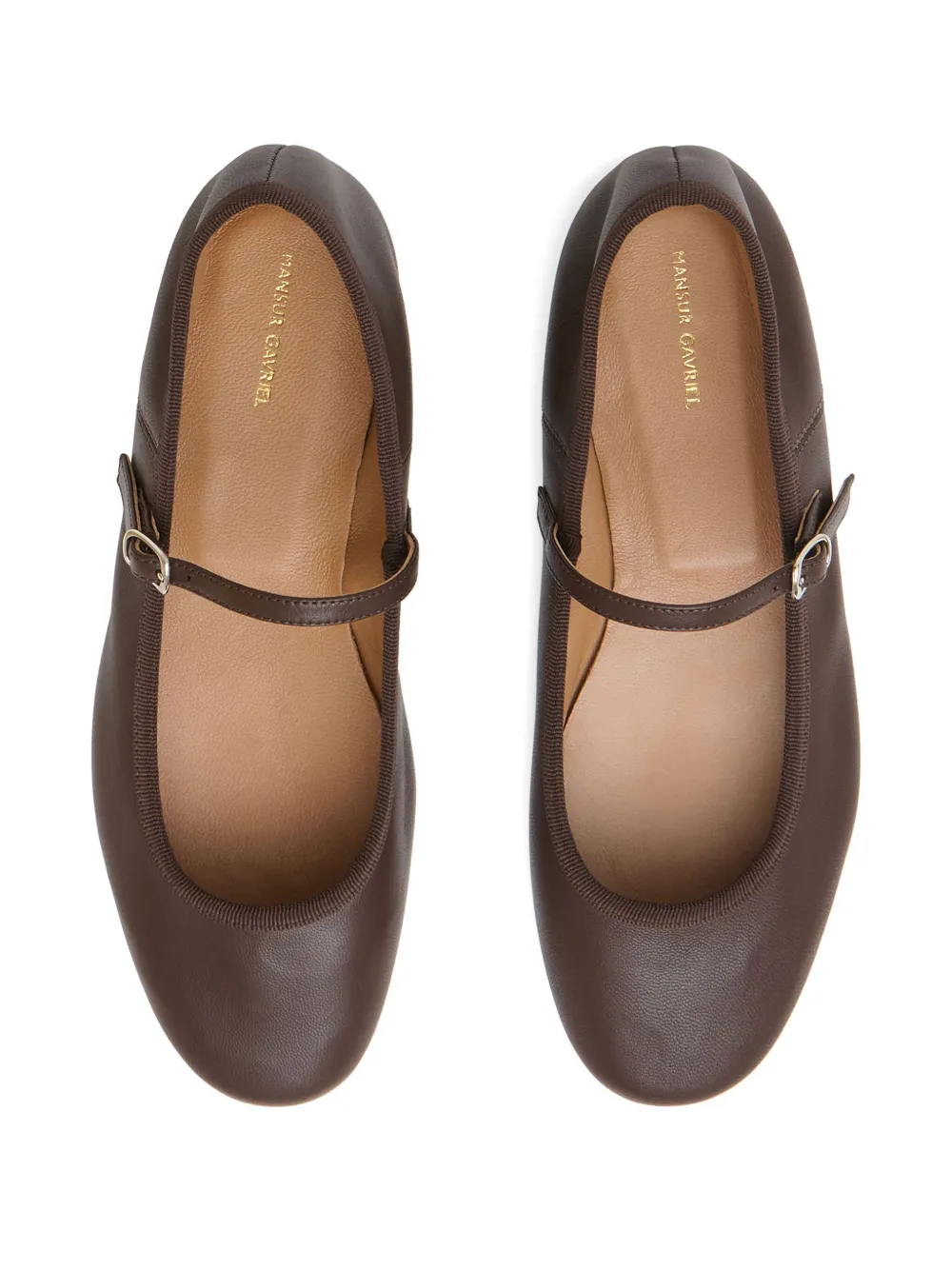 Mansur Gavriel Buckle-strap Leather Ballet Flats In Brown