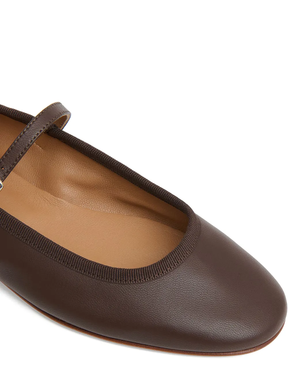 Mansur Gavriel Buckle-strap Leather Ballet Flats In Brown
