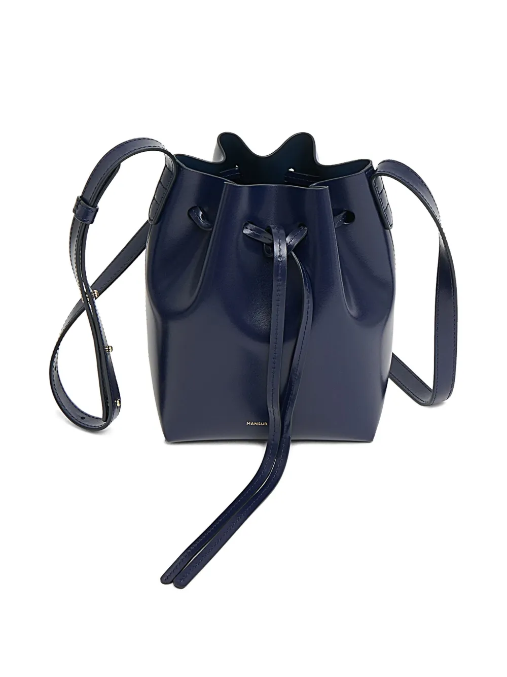 Mansur Gavriel Mini Leather Bucket Bag In Blue