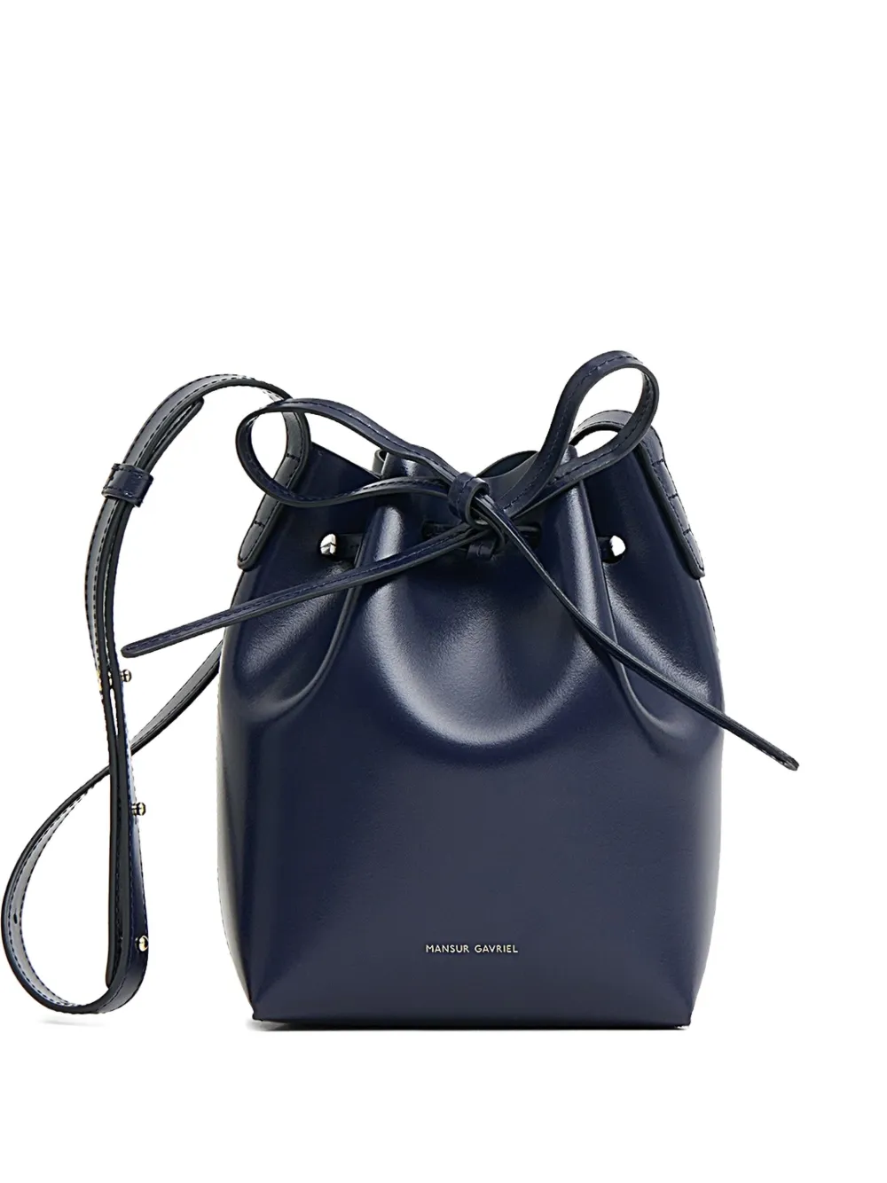 Mansur Gavriel Mini Leather Bucket Bag In Blue