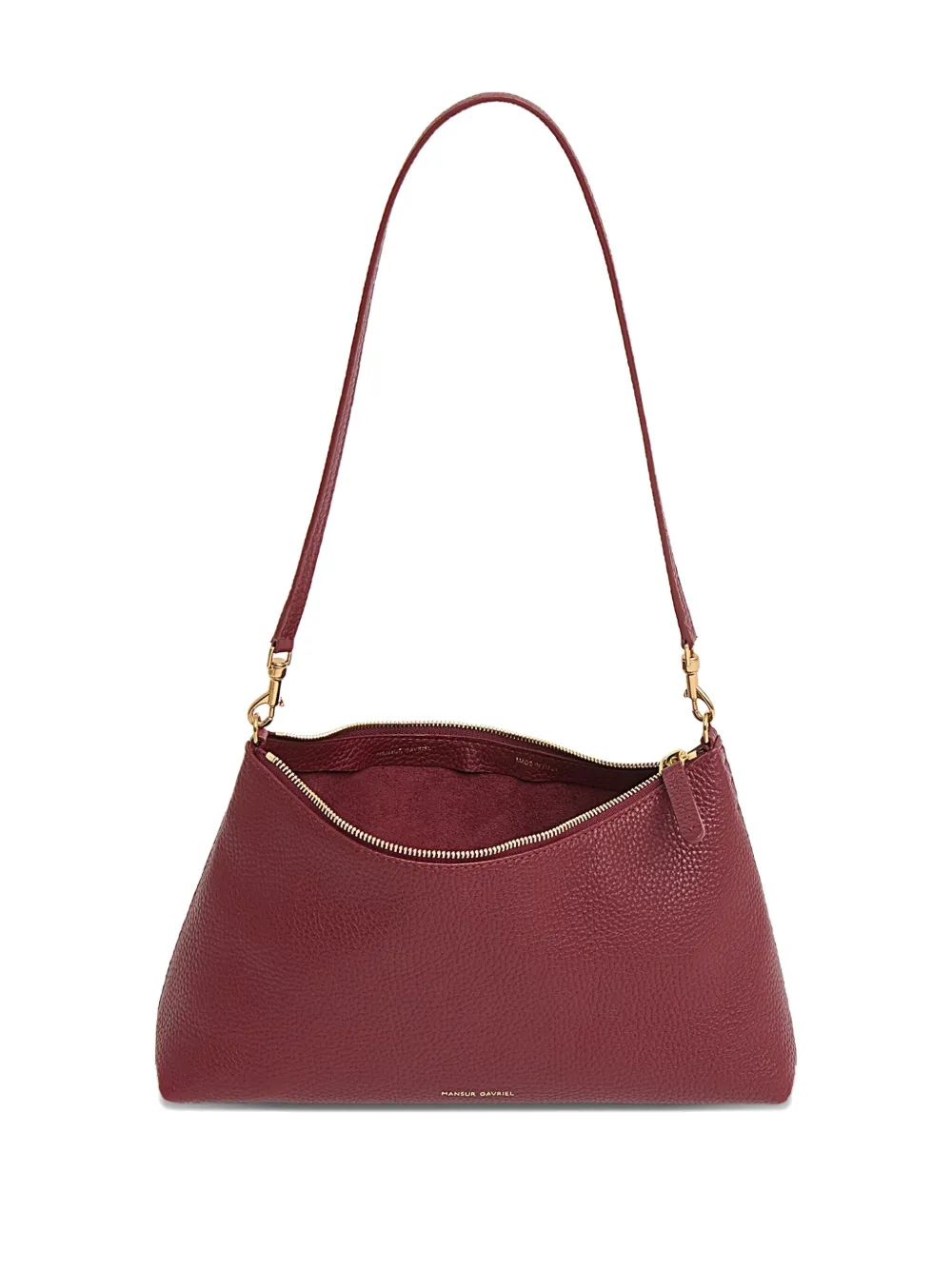 Mansur Gavriel Rhea Pebble-texture Shoulder Bag In Burgundy