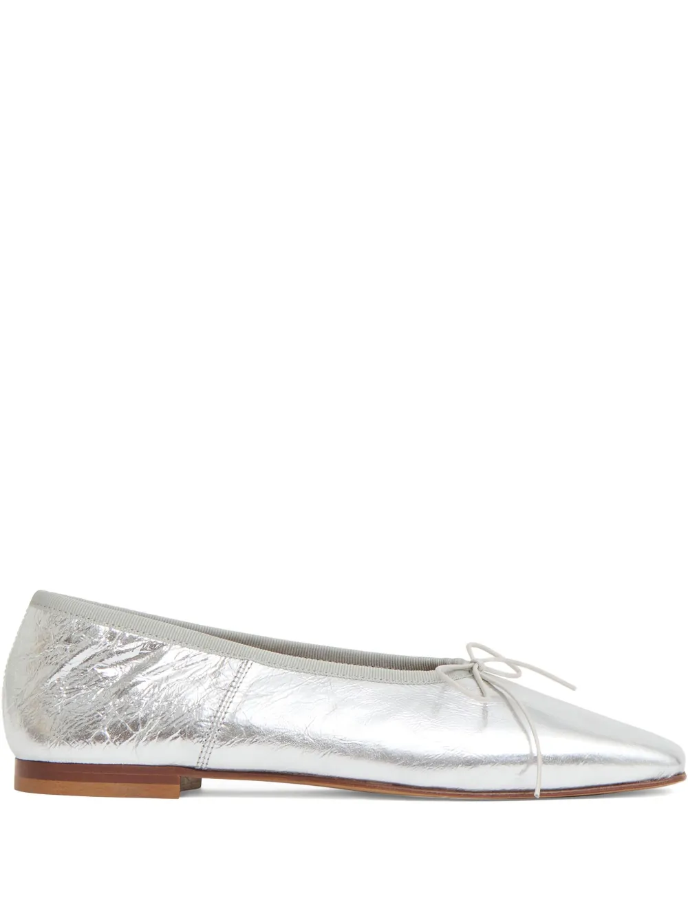 Mansur Gavriel Square-toe Bow Ballet Flats In Silver