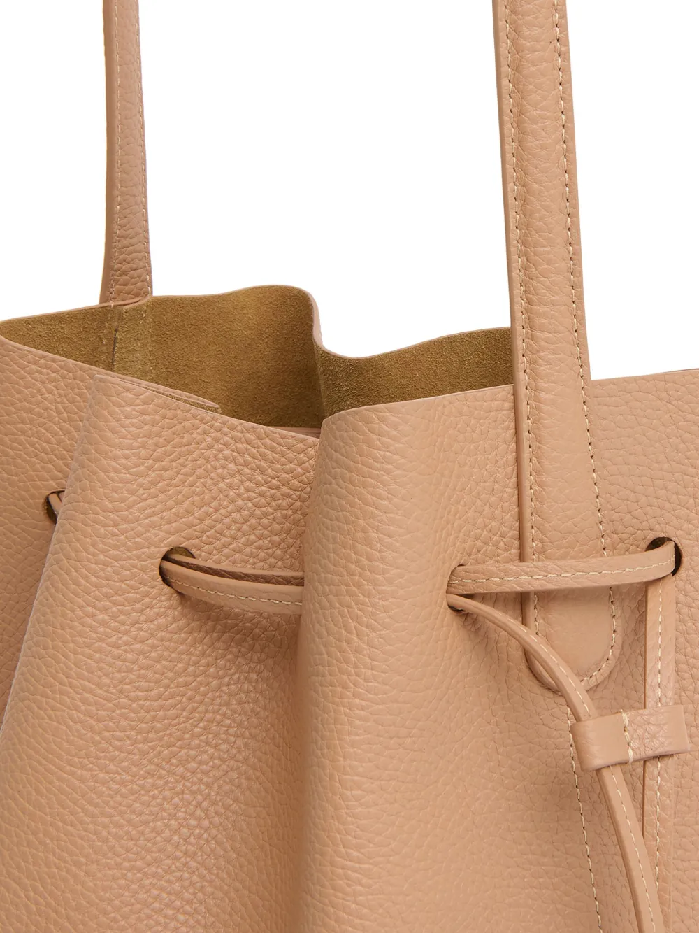 Mansur Gavriel Cabas Leather Drawstring Bucket Bag In Neutral